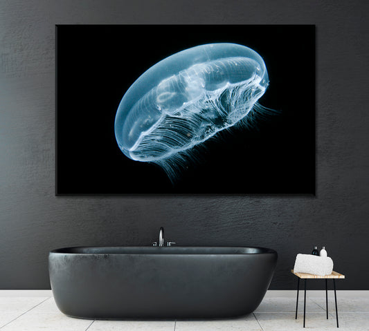 Jellyfish in Black and White Canvas Print ArtLexy 1 Panel 24"x16" inches 