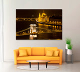 Budapest at Night Canvas Print ArtLexy 1 Panel 24"x16" inches 