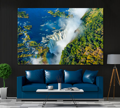 Victoria Falls Waterfall on Zambezi River Canvas Print ArtLexy 1 Panel 24"x16" inches 