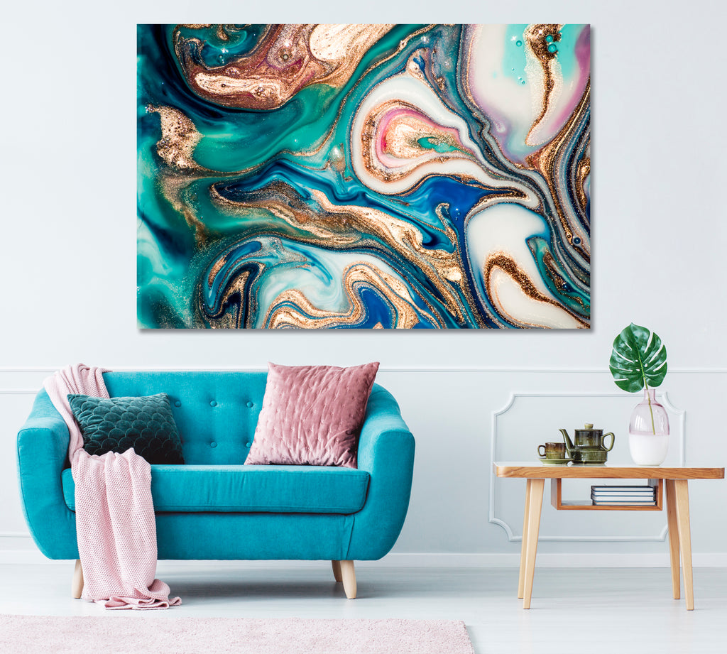 Luxury Wavy Marble Abstraction Canvas Print ArtLexy 1 Panel 24"x16" inches 