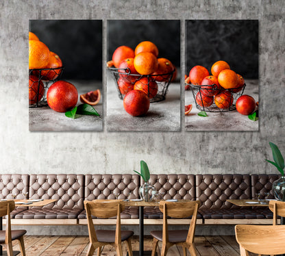 Set of 3 Red Oranges Canvas Print ArtLexy   