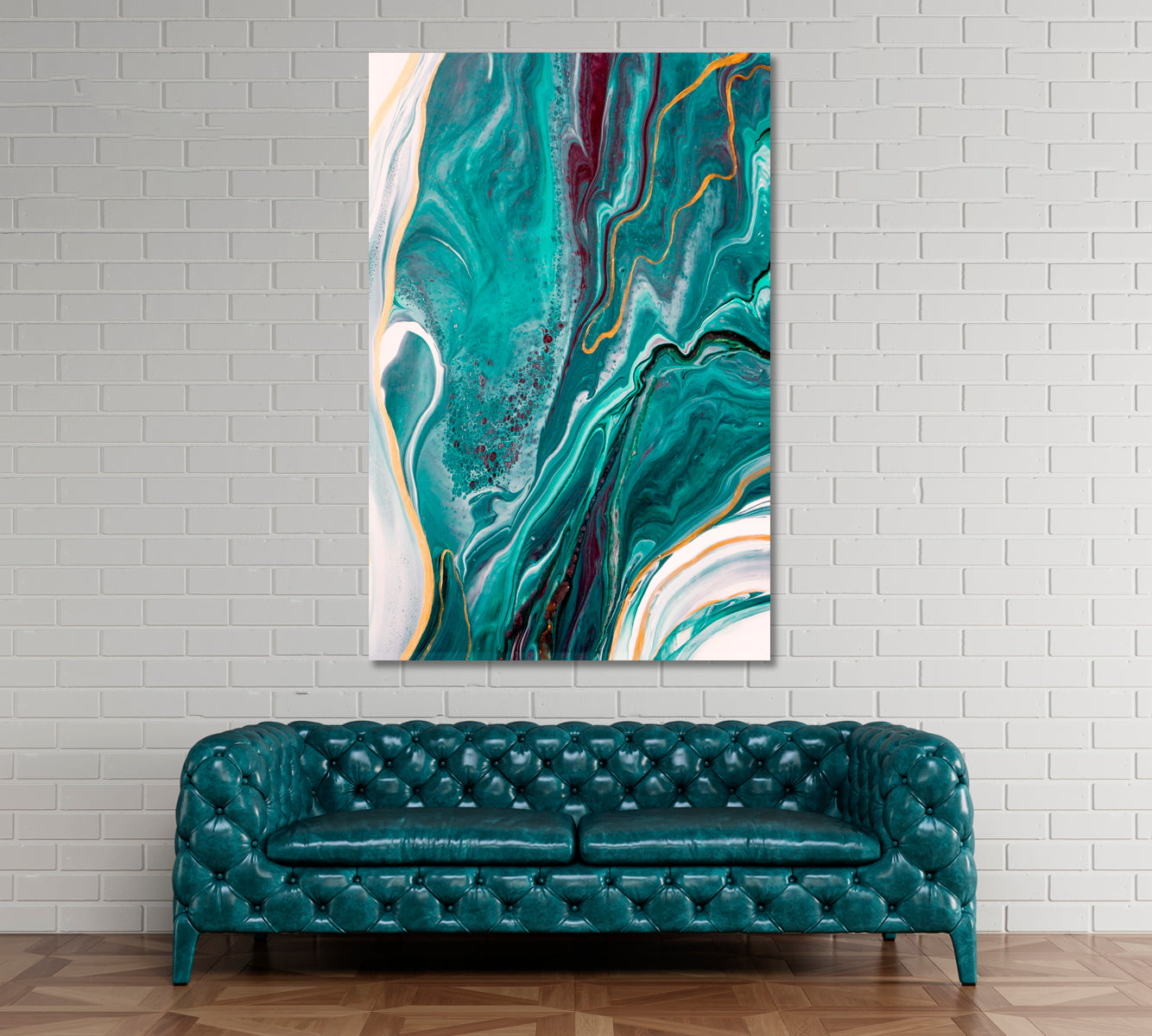 Green Marble Paint Splash Canvas Print ArtLexy 1 Panel 16"x24" inches 