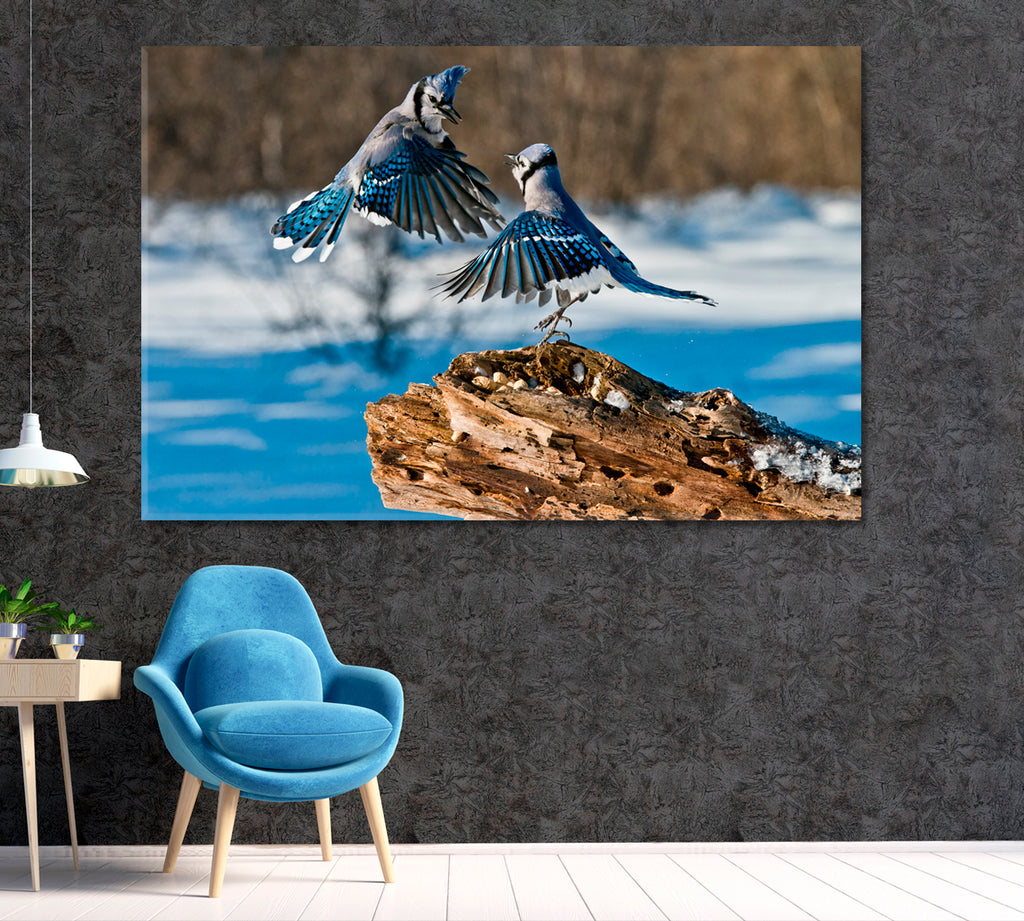 Blue Jay Birds Canvas Print ArtLexy 1 Panel 24"x16" inches 
