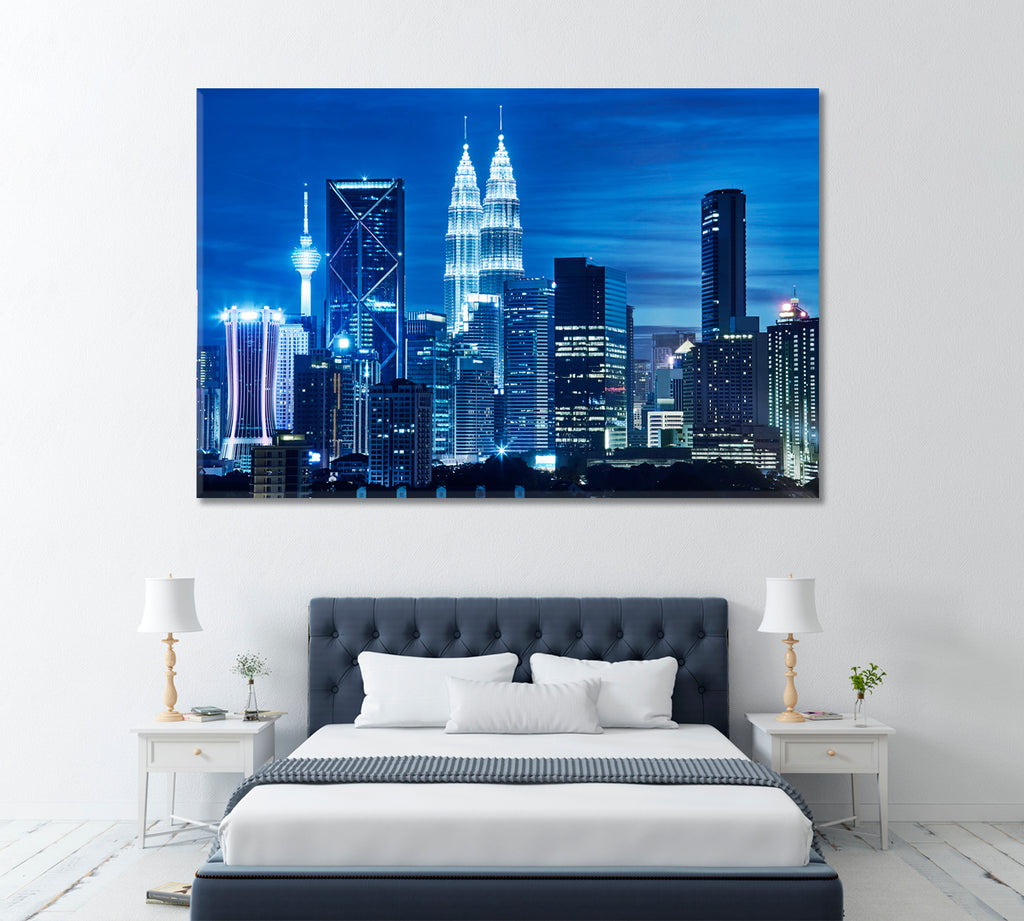 Kuala Lumpur Skyline at Night Canvas Print ArtLexy 1 Panel 24"x16" inches 