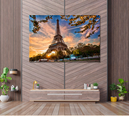 Eiffel Tower in Spring Paris France Canvas Print ArtLexy 1 Panel 24"x16" inches 