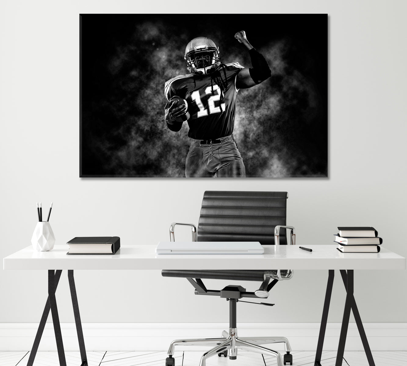 Proud American Football Player Canvas Print ArtLexy 1 Panel 24"x16" inches 