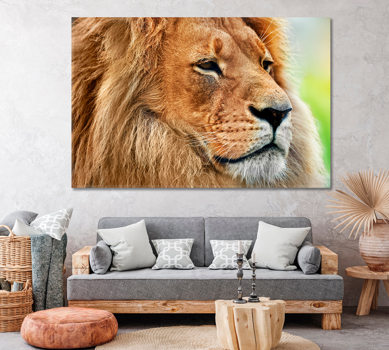 Wild Lion Portrait Canvas Print ArtLexy 1 Panel 24"x16" inches 