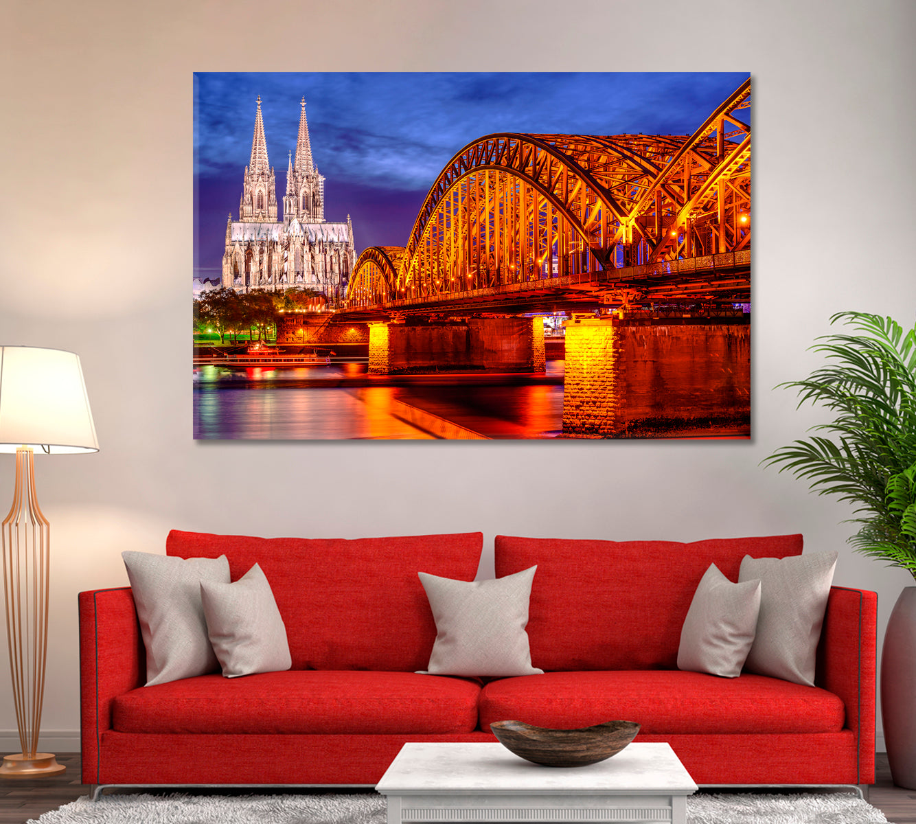 Cologne Cathedral and Hohenzollern Bridge Germany Canvas Print ArtLexy 1 Panel 24"x16" inches 