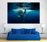 African Elephant Underwater Canvas Print ArtLexy 1 Panel 24"x16" inches 