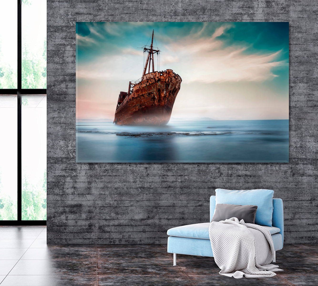 Shipwreck on Gythio Beach Greece Canvas Print ArtLexy 1 Panel 24"x16" inches 