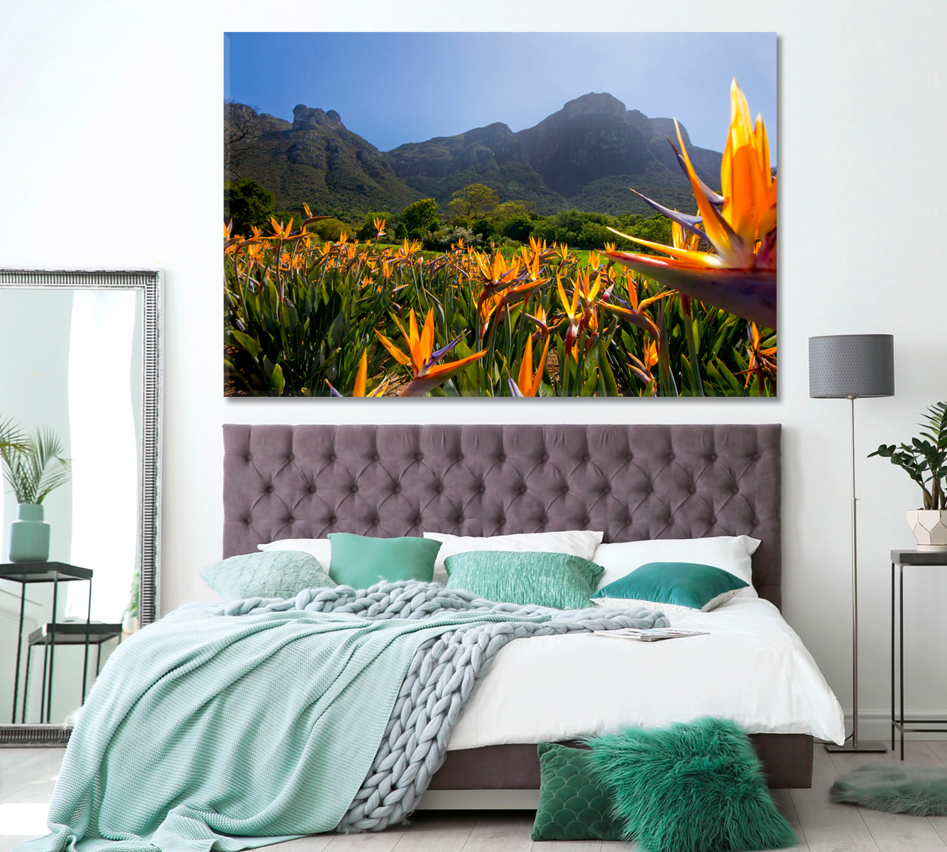Strelitzia Flowers (Bird of Paradise Flower) at Kirstenbosch Gardens Cape Town South Africa Canvas Print ArtLexy 1 Panel 24"x16" inches 