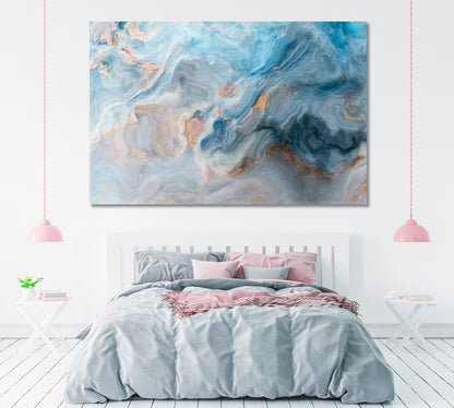 Blue Marble Wavy Pattern Canvas Print ArtLexy 1 Panel 24"x16" inches 