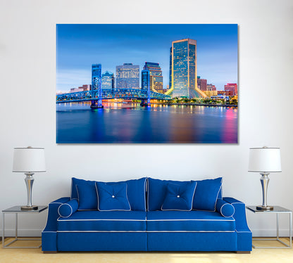 Jacksonville Florida Skyline at Dusk Canvas Print ArtLexy   