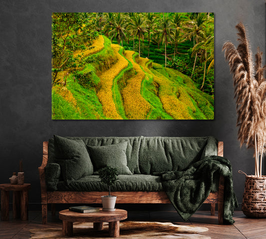 Beautiful Rice Terraces at Ubud Bali Indonesia Canvas Print ArtLexy 1 Panel 24"x16" inches 
