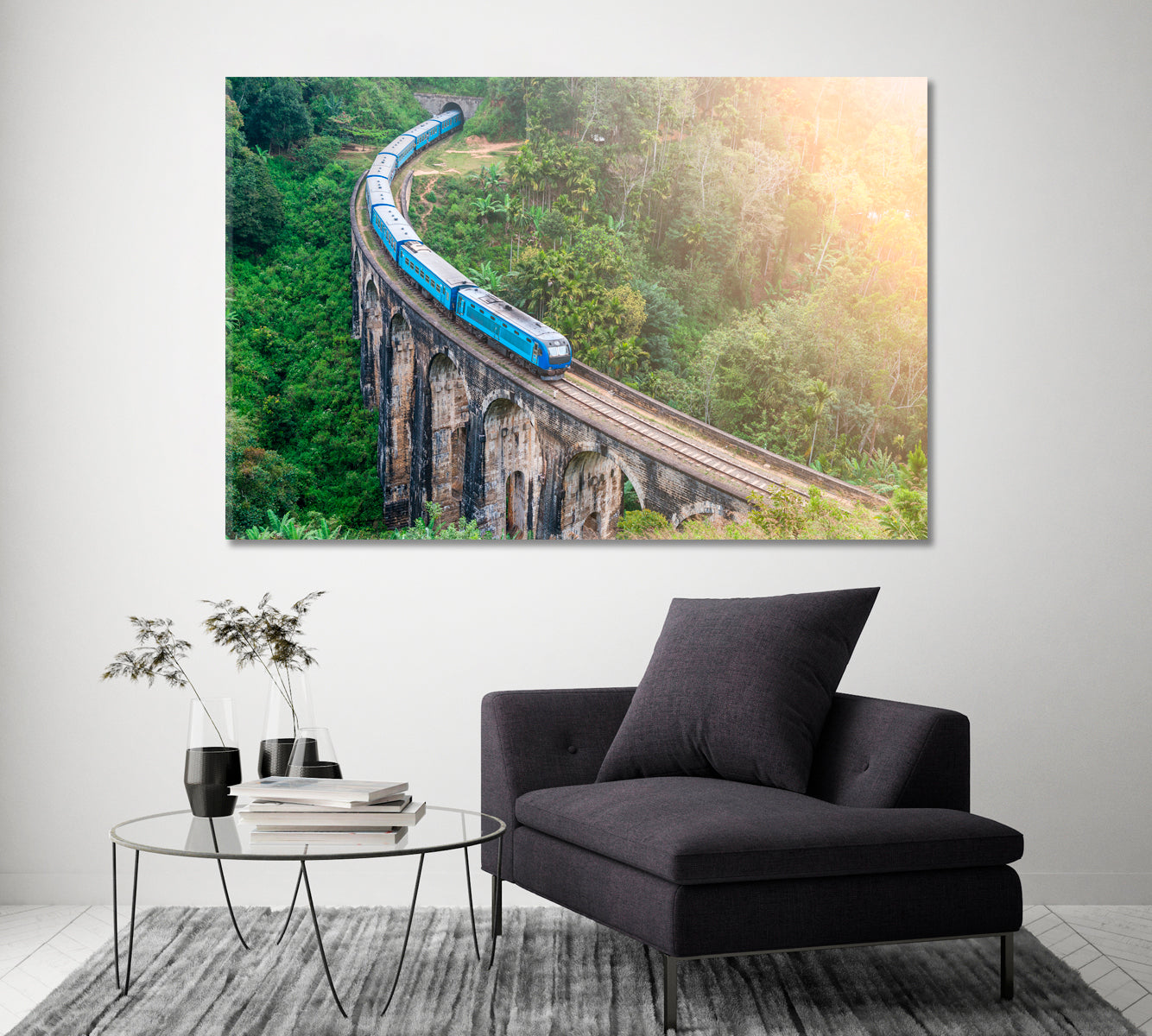 Train in Jungle of Sri Lanka Canvas Print ArtLexy 1 Panel 24"x16" inches 