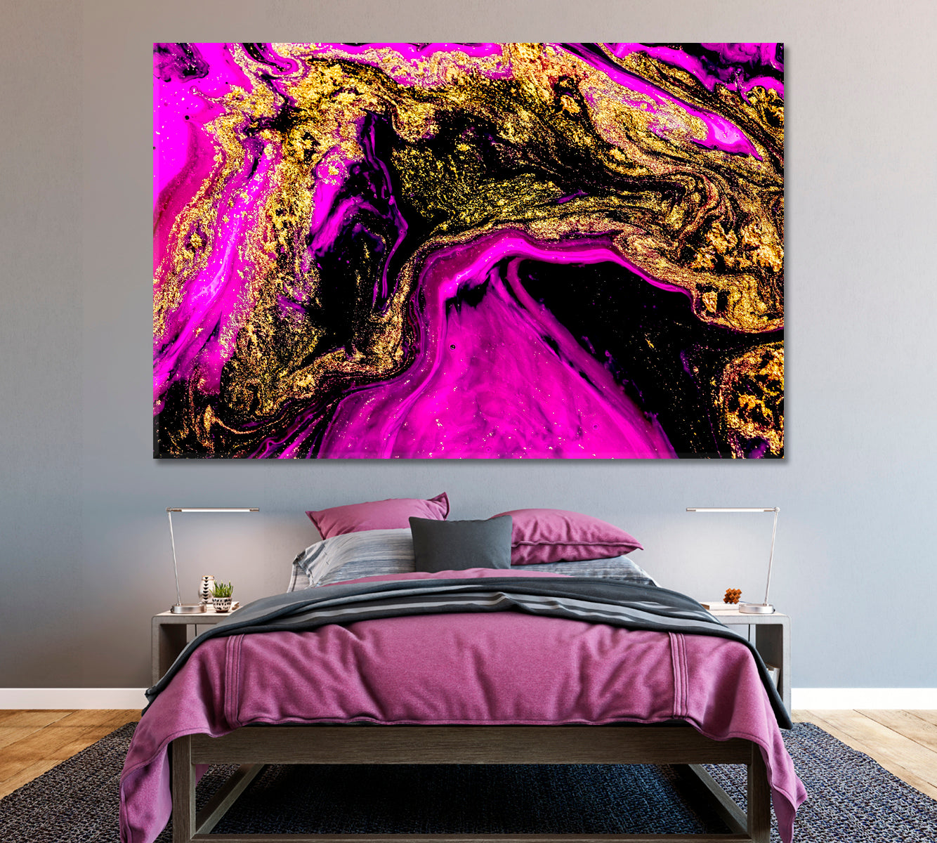 Abstract Purple Ink Swirl Canvas Print ArtLexy 1 Panel 24"x16" inches 