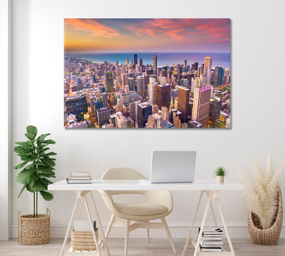 Chicago Illinois Skyline Canvas Print ArtLexy 1 Panel 24"x16" inches 