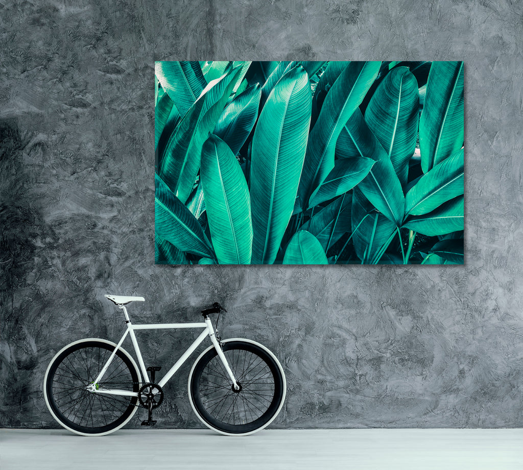 Green Tropical Leaves Canvas Print ArtLexy 1 Panel 24"x16" inches 
