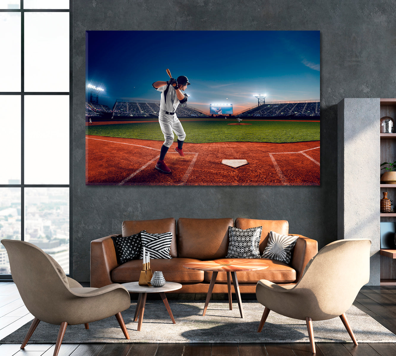 Baseball Player During Game Canvas Print ArtLexy 1 Panel 24"x16" inches 