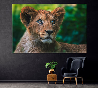 Lion Cub Portrait Canvas Print ArtLexy 1 Panel 24"x16" inches 