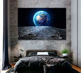 Earth Seen from Moon's Surface Canvas Print ArtLexy 1 Panel 24"x16" inches 