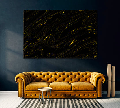 Black and Gold Marble Canvas Print ArtLexy 1 Panel 24"x16" inches 