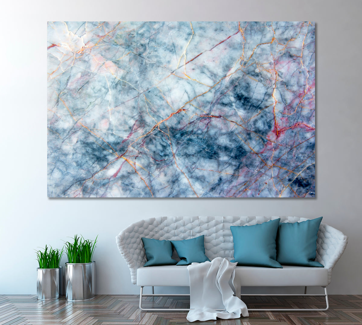 Blue Marble Canvas Print ArtLexy 1 Panel 24"x16" inches 
