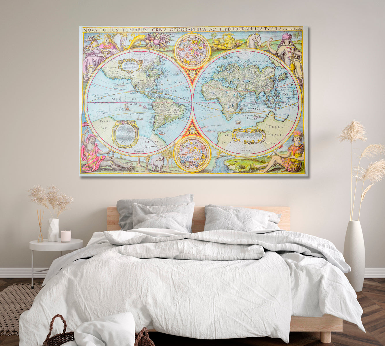Old Colorful Map Canvas Print ArtLexy 1 Panel 24"x16" inches 