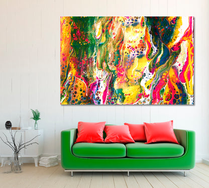 Abstract Multicolor Liquid Ink Pattern Canvas Print ArtLexy 1 Panel 24"x16" inches 