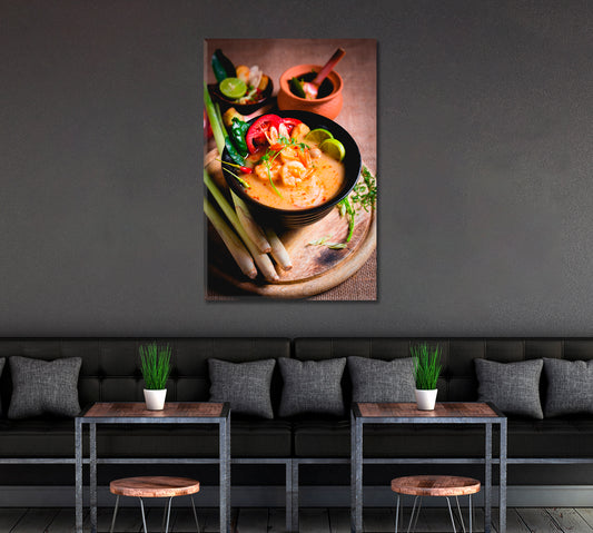Thai Spicy Soup with Shrimps Tom Yum Goong Canvas Print ArtLexy 1 Panel 16"x24" inches 