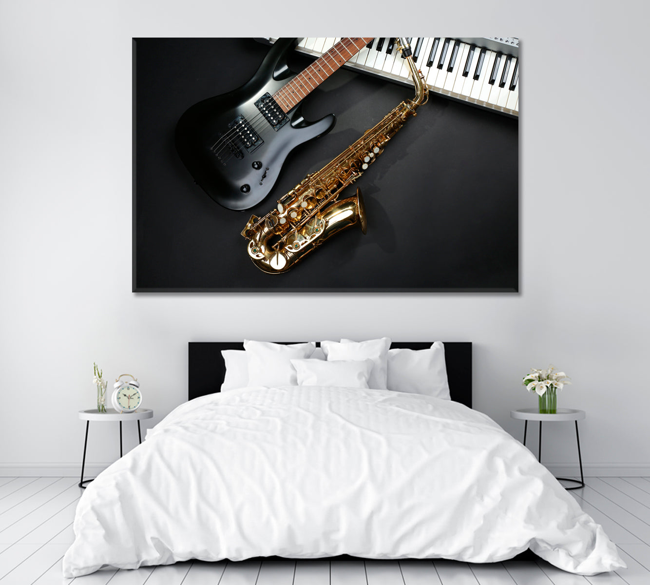 Saxophone and Electric Guitar Canvas Print ArtLexy 1 Panel 24"x16" inches 