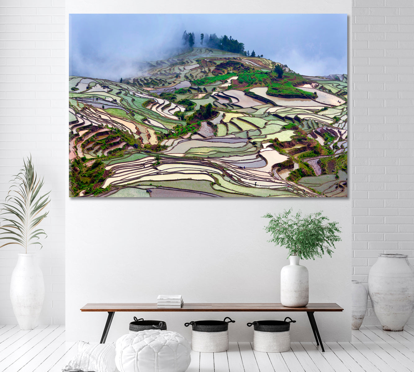 Terraced Rice Fields Yunnan China Canvas Print ArtLexy 1 Panel 24"x16" inches 