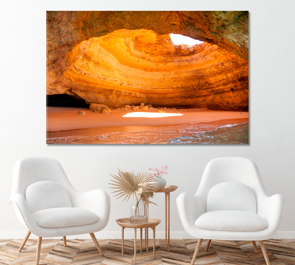 Benagil Cave in Algarve Portugal Canvas Print ArtLexy 1 Panel 24"x16" inches 