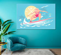 Surfer on Ocean Waves Canvas Print ArtLexy 1 Panel 24"x16" inches 