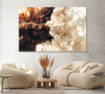 Abstract Brown and Beige Ink Splash in Water Canvas Print ArtLexy   