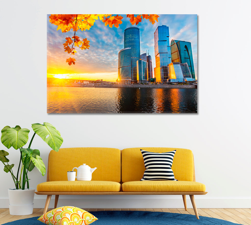 Moscow City Skyscrapers Canvas Print ArtLexy 1 Panel 24"x16" inches 