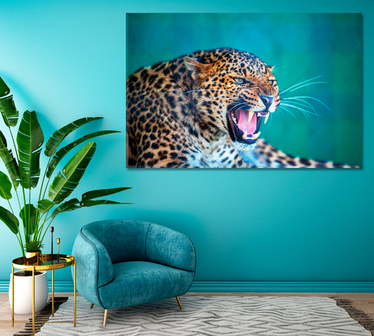 Wild African Leopard Canvas Print ArtLexy 1 Panel 24"x16" inches 