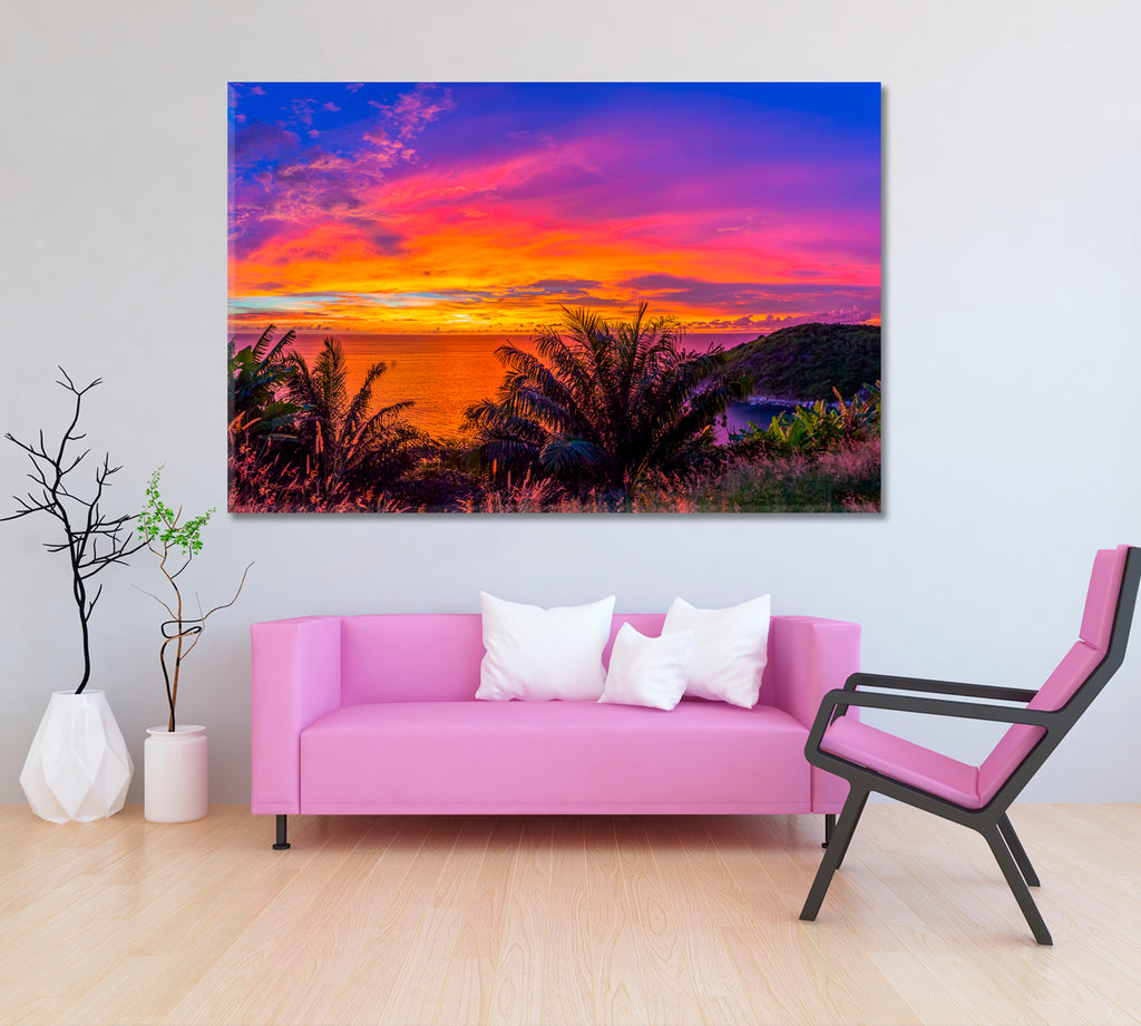 Ya Nui Beach at Beautiful Sunset Phuket Canvas Print ArtLexy 1 Panel 24"x16" inches 
