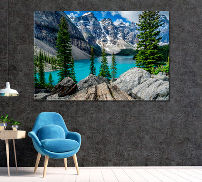 Moraine Lake in Valley of Ten Peaks Banff National Park Canada Canvas Print ArtLexy 1 Panel 24"x16" inches 