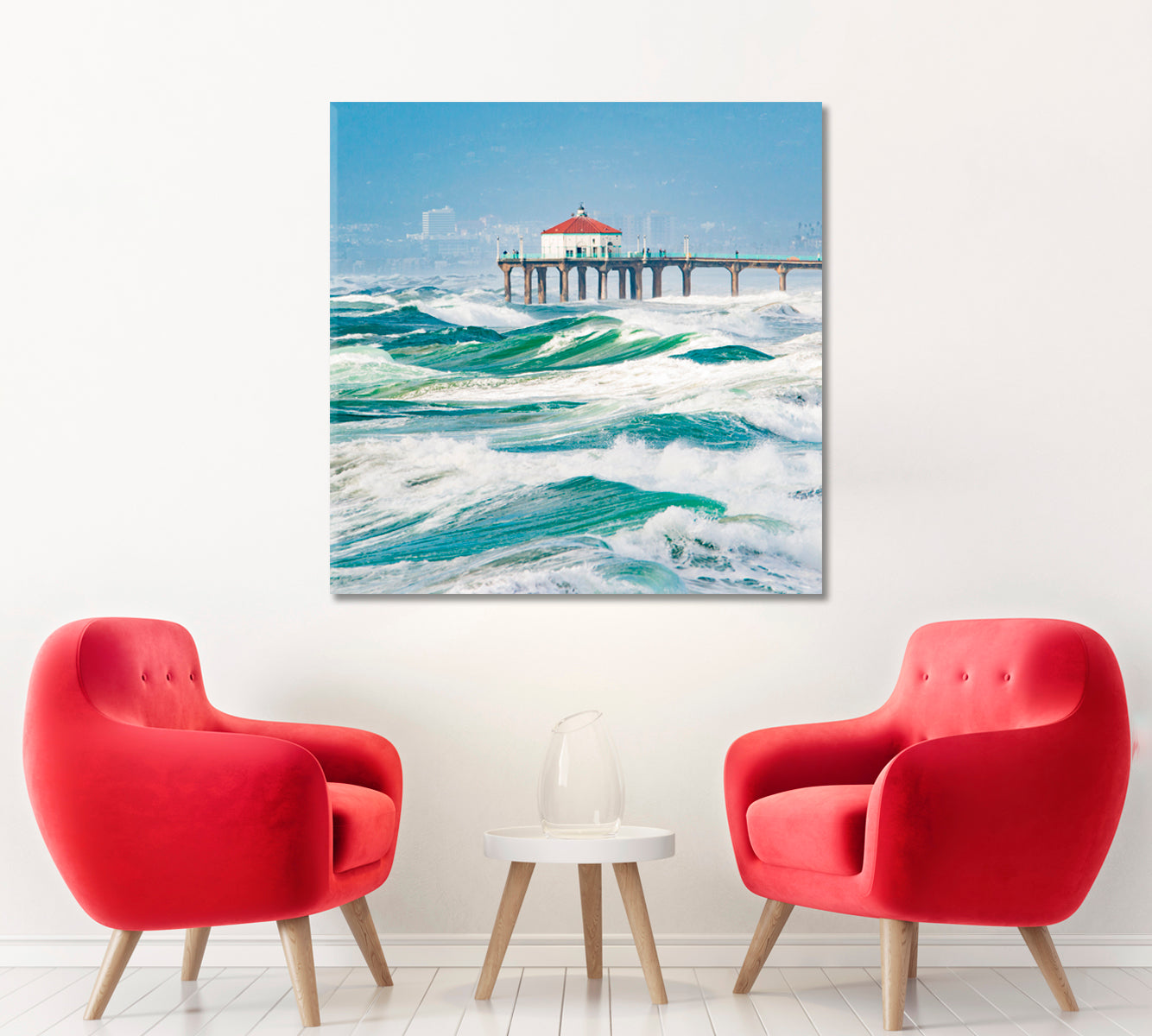 Manhattan Beach Pier Storm Canvas Print ArtLexy   