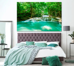 Huay Mae Khamin Waterfall Thailand Canvas Print ArtLexy 1 Panel 24"x16" inches 