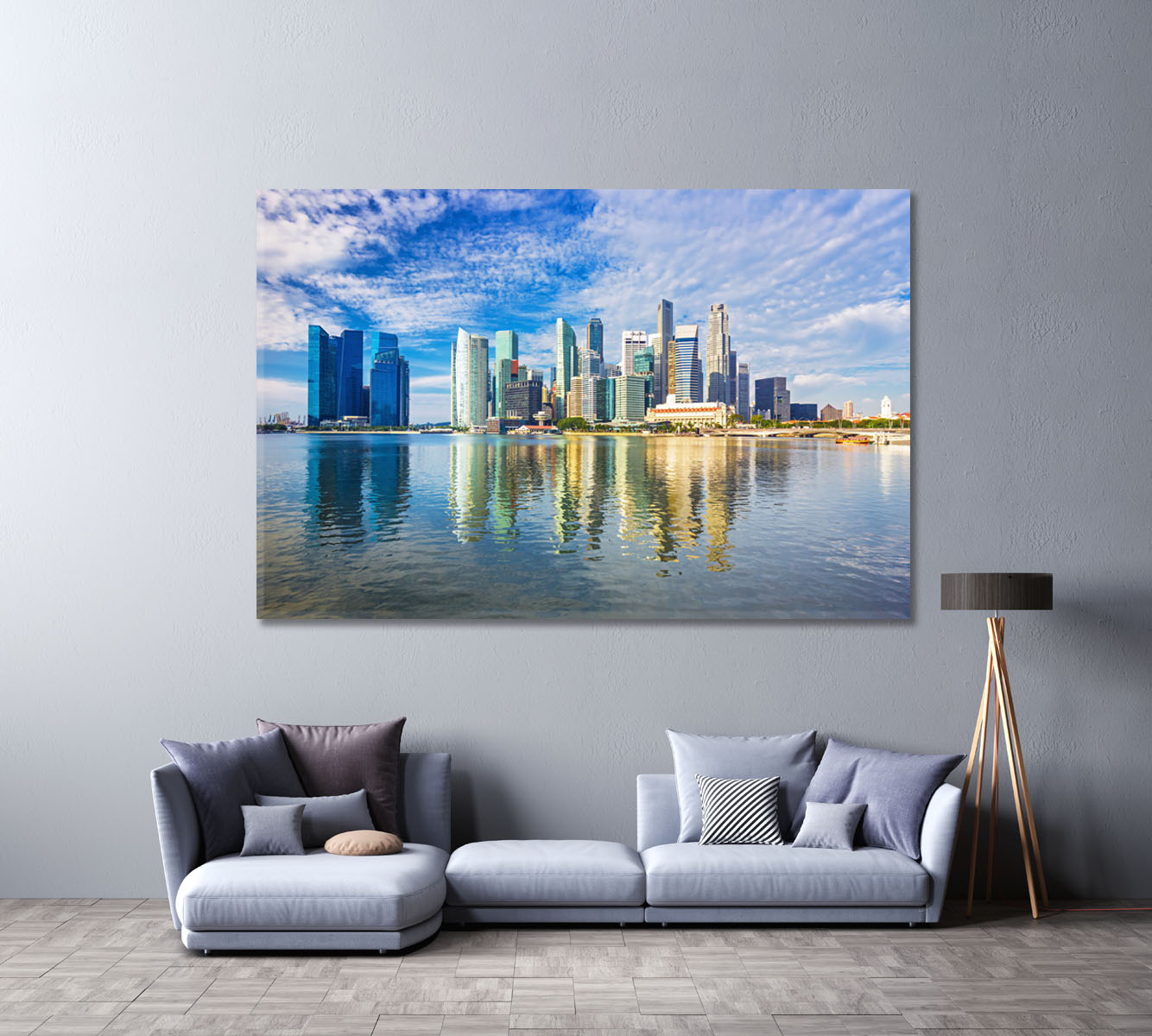 Skyline of Singapore Downtown Canvas Print ArtLexy 1 Panel 24"x16" inches 