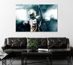 American Football Player Canvas Print ArtLexy 1 Panel 24"x16" inches 