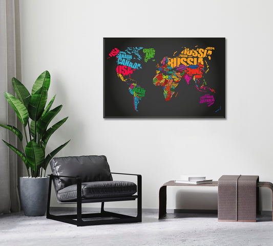 World Map with Countries Names Canvas Print ArtLexy   