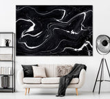 Black Marble Acrylic Waves Canvas Print ArtLexy 1 Panel 24"x16" inches 