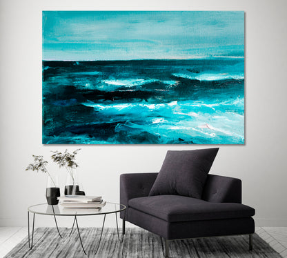 Contemporary Abstract Ocean Painting Canvas Print ArtLexy 1 Panel 24"x16" inches 