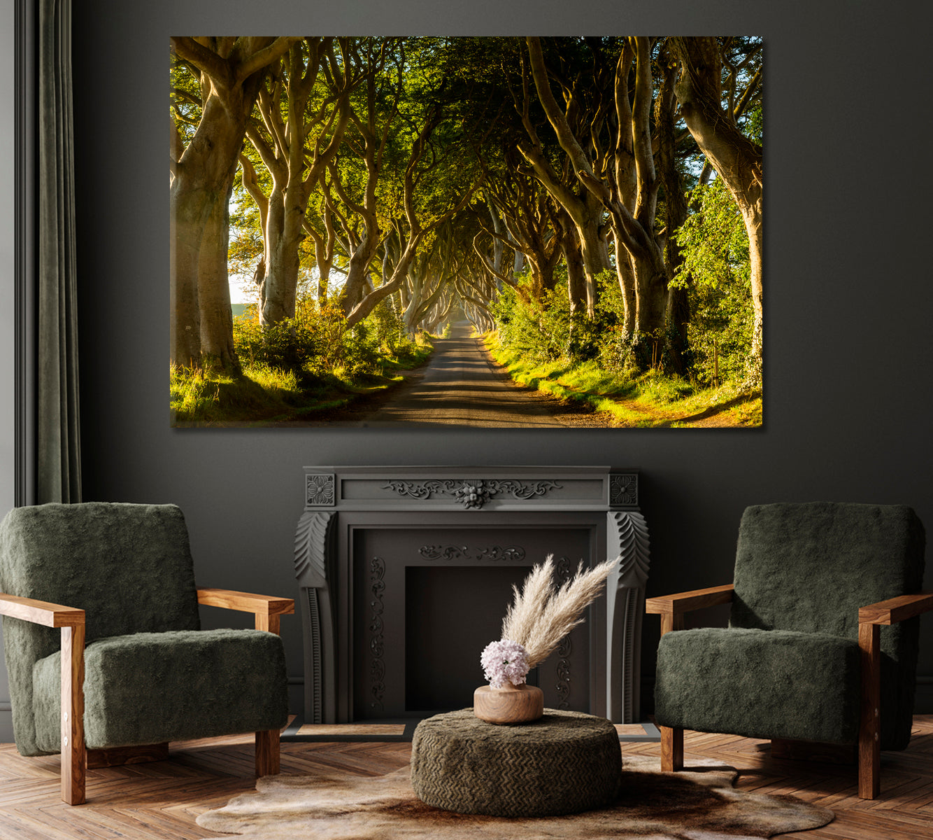 Dark Hedges Tree Tunnel Northern Ireland Canvas Print ArtLexy 1 Panel 24"x16" inches 