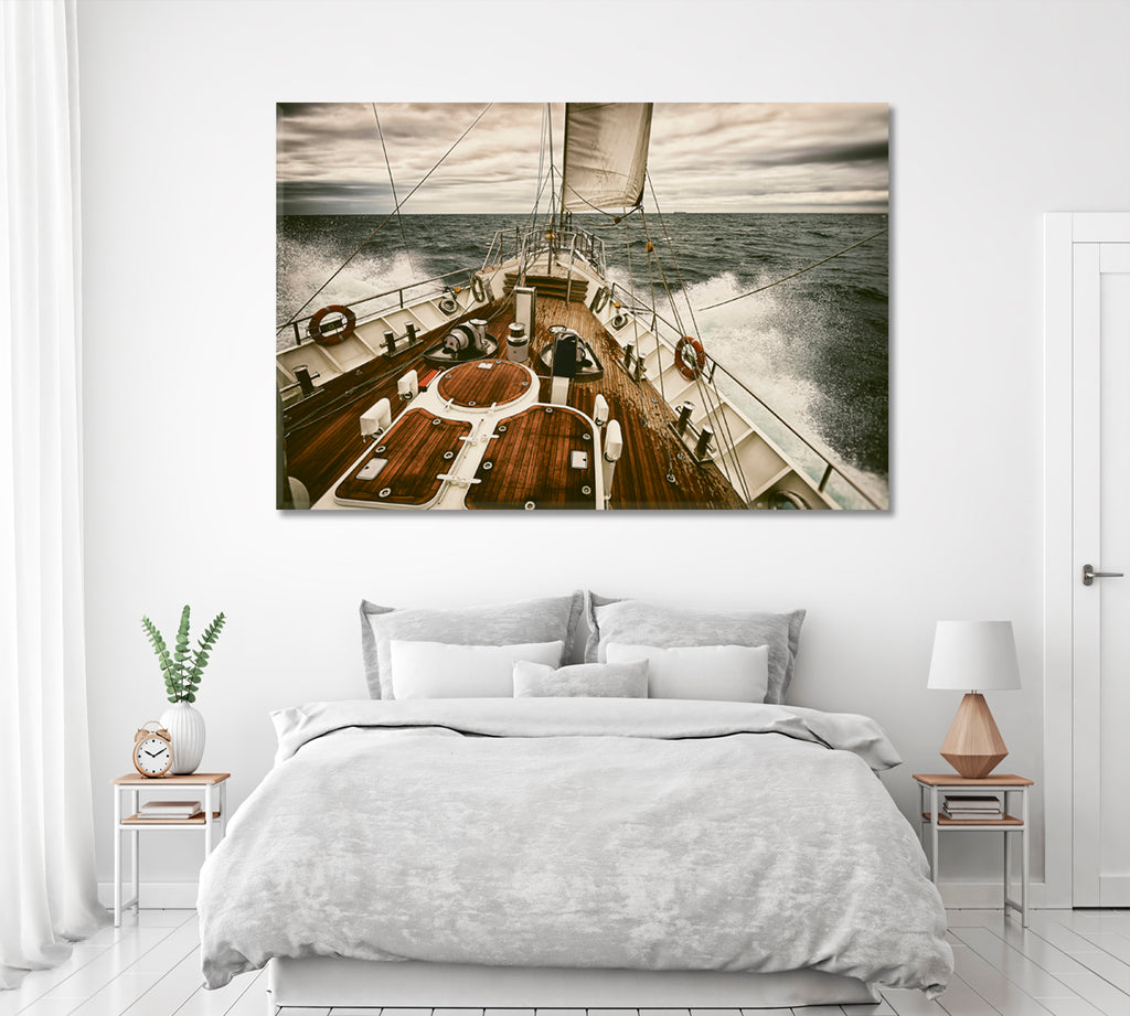 Sailing Ship Cleaving Waves Canvas Print ArtLexy 1 Panel 24"x16" inches 