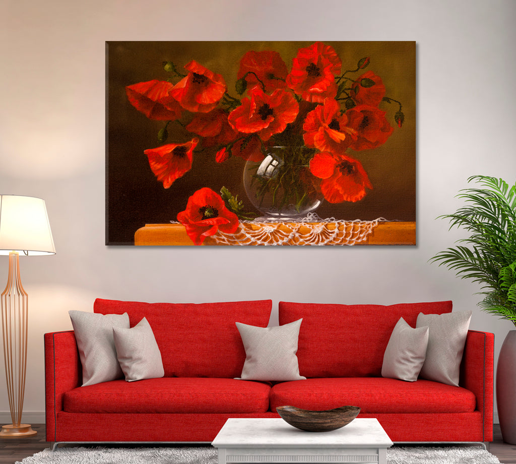 Bunch of Poppies Canvas Print ArtLexy 1 Panel 24"x16" inches 