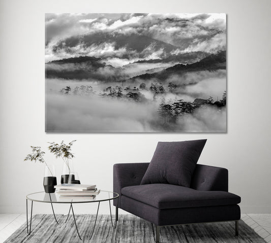 Black And White Nature Landscape Canvas Print ArtLexy 1 Panel 24"x16" inches 